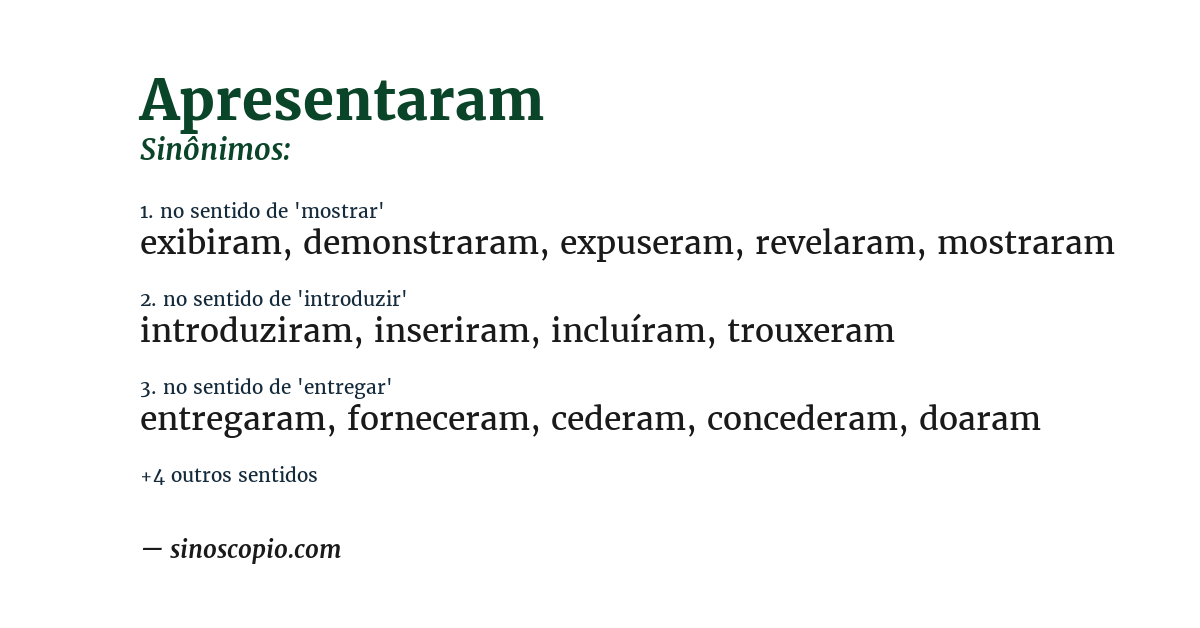 Sinônimo de apresentaram