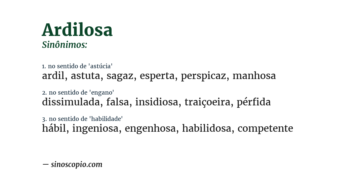 Sinônimo de ardilosa