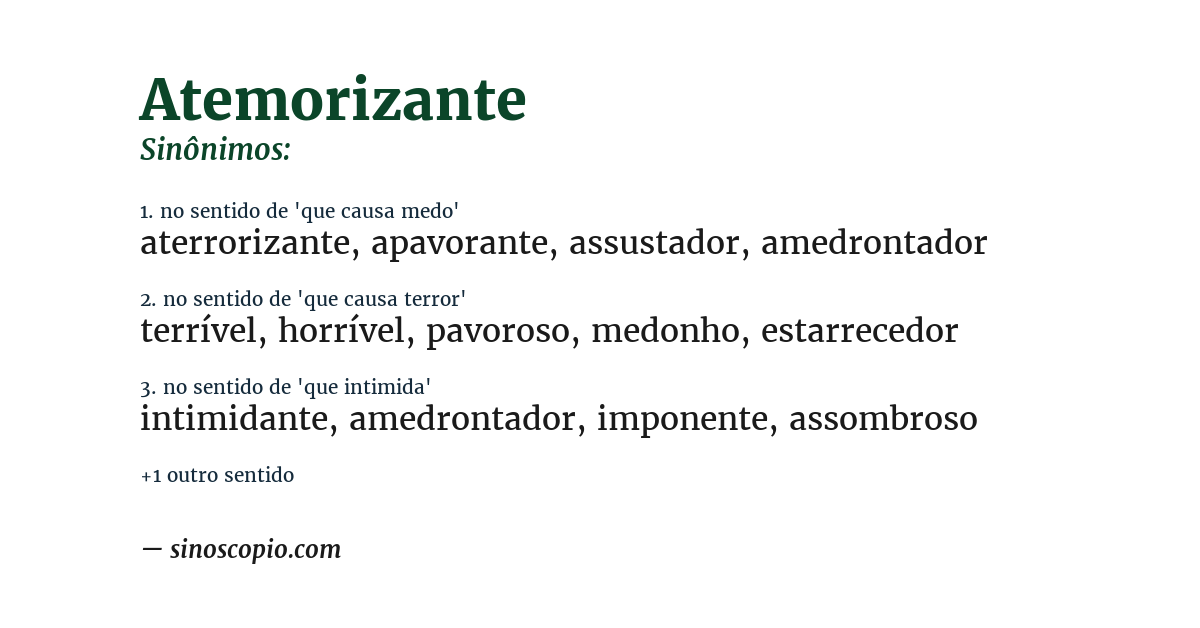 Sinônimo de atemorizante