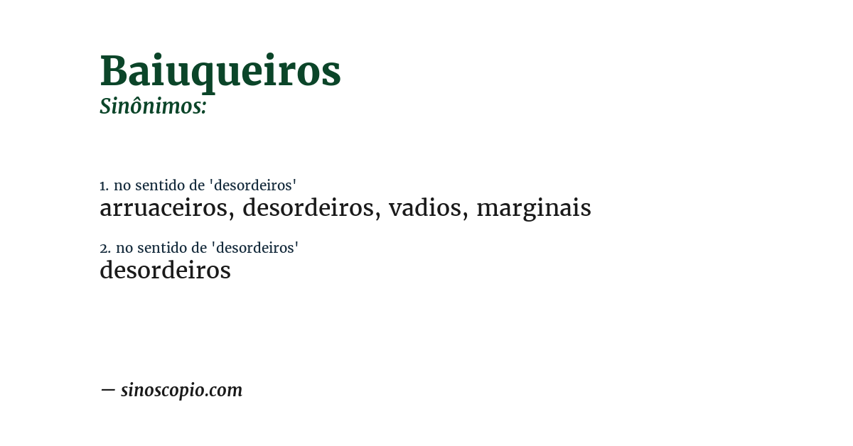 Sinônimo de baiuqueiros