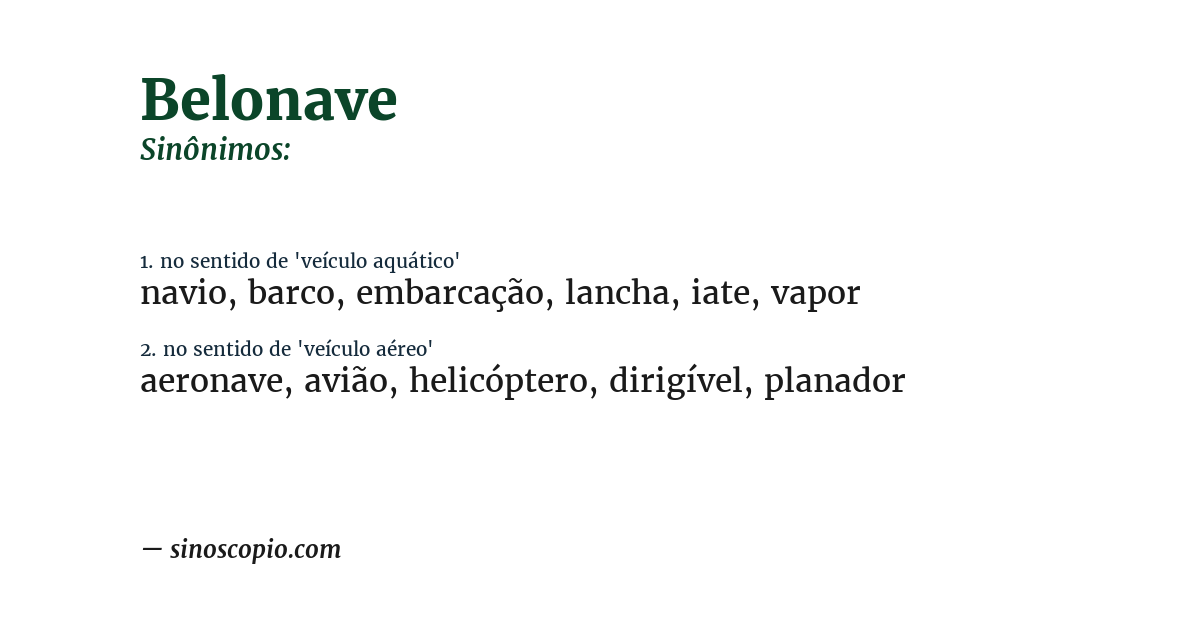 Sinônimo de belonave