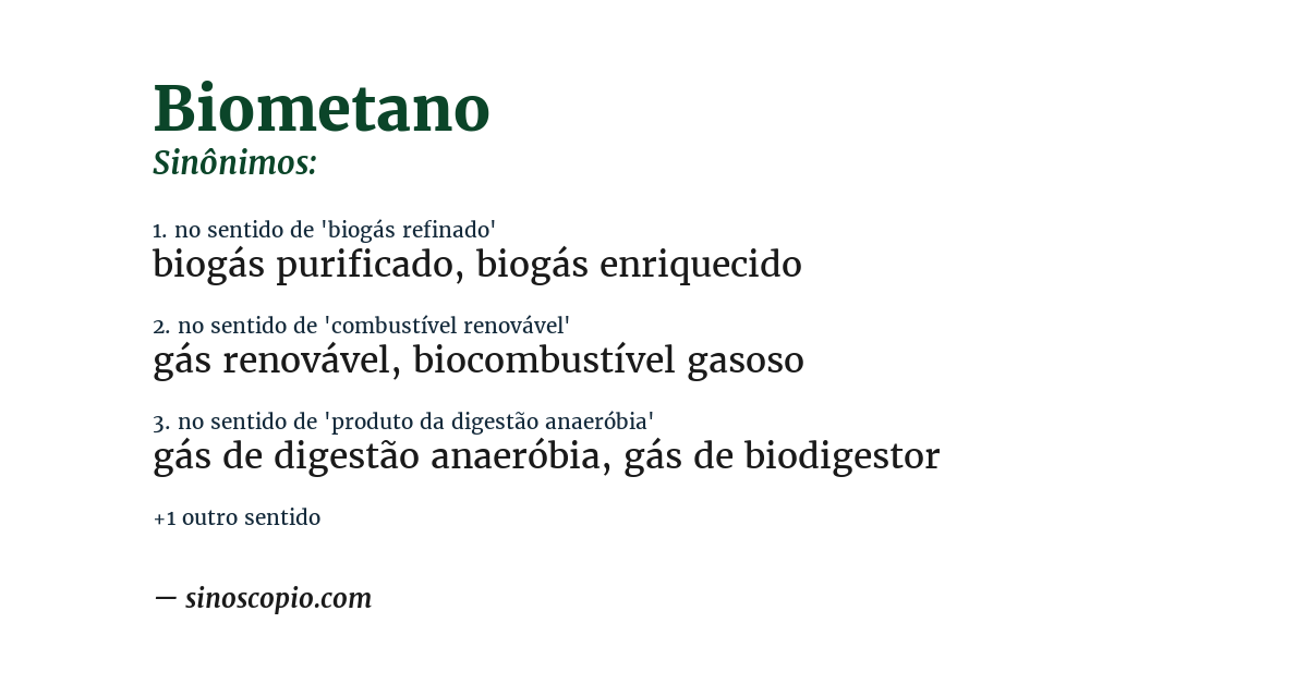Sinônimo de biometano