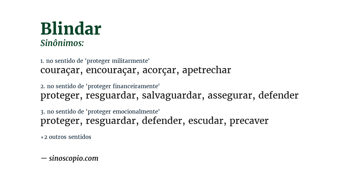 Sinônimo de blindar