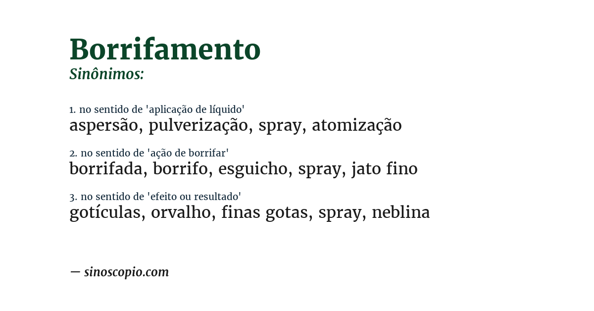 Sinônimo de borrifamento