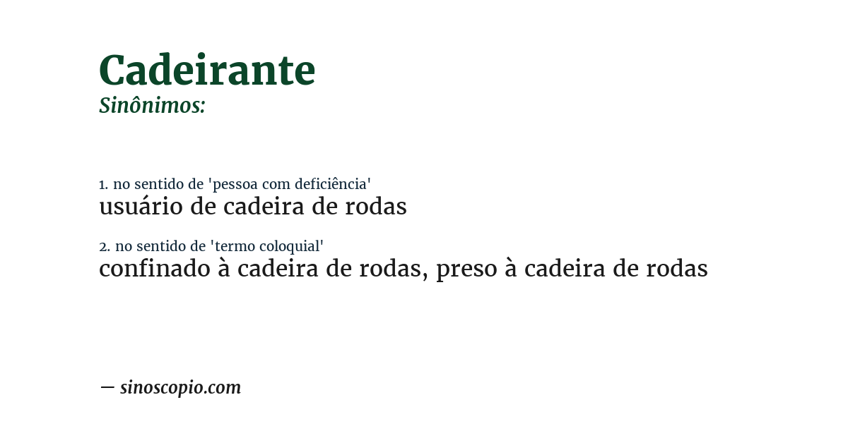 Sinônimo de cadeirante