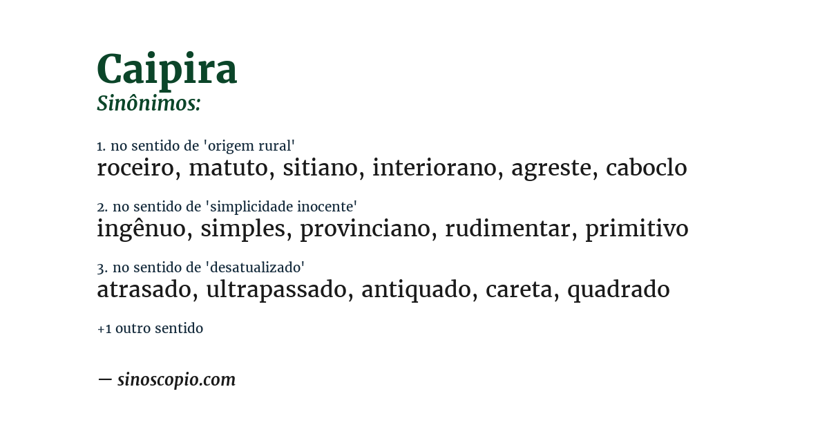 Sinônimo de caipira