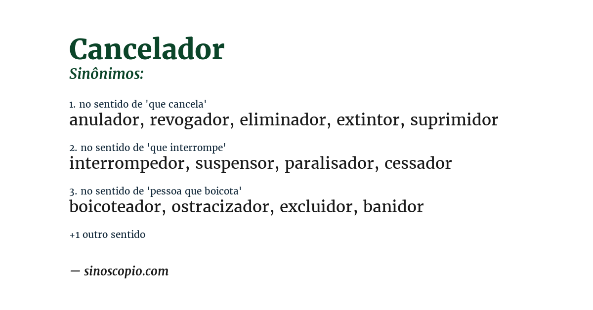 Sinônimo de cancelador