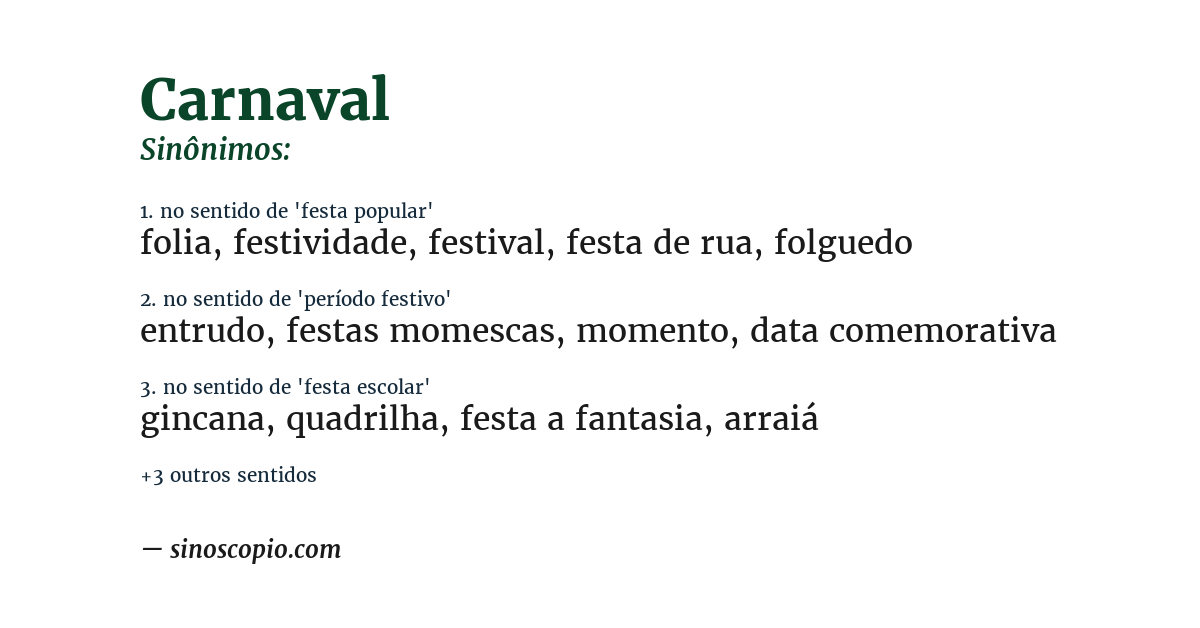 Sinônimo de carnaval