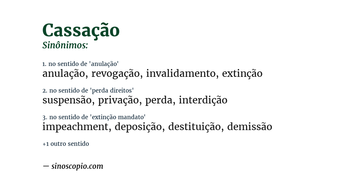 Sinônimo de cassação