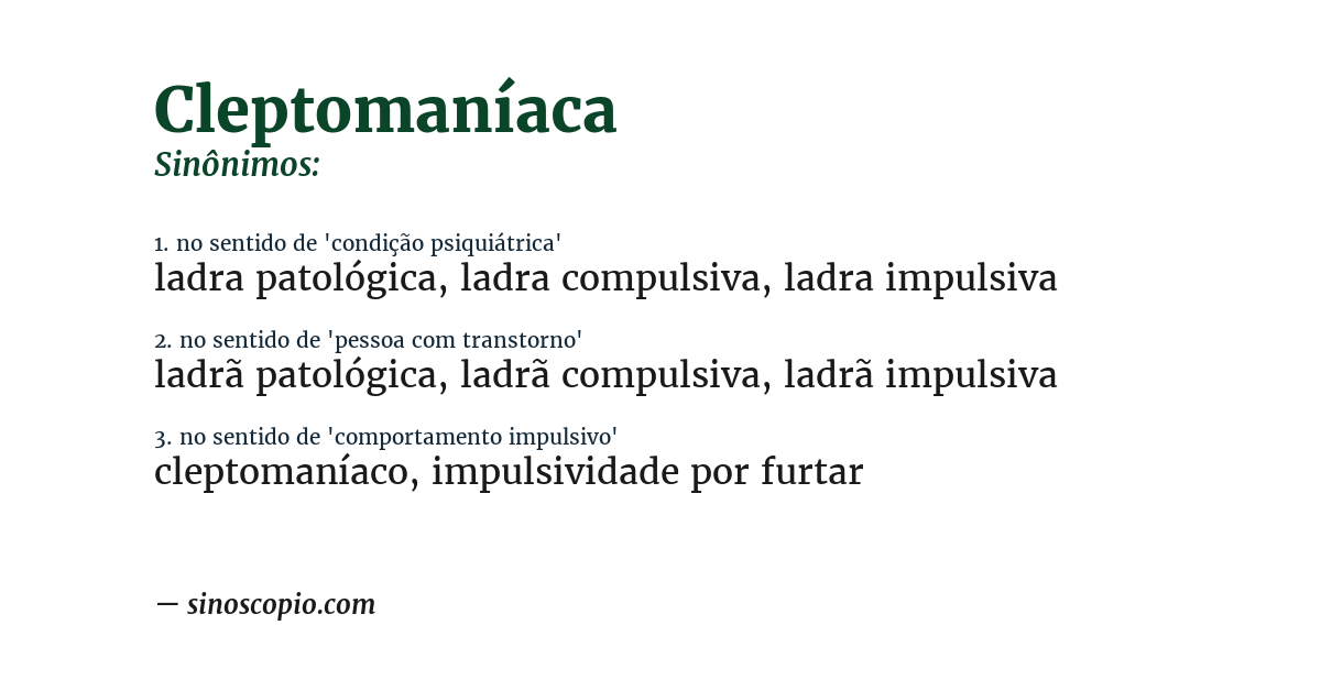 Sinônimo de cleptomaníaca
