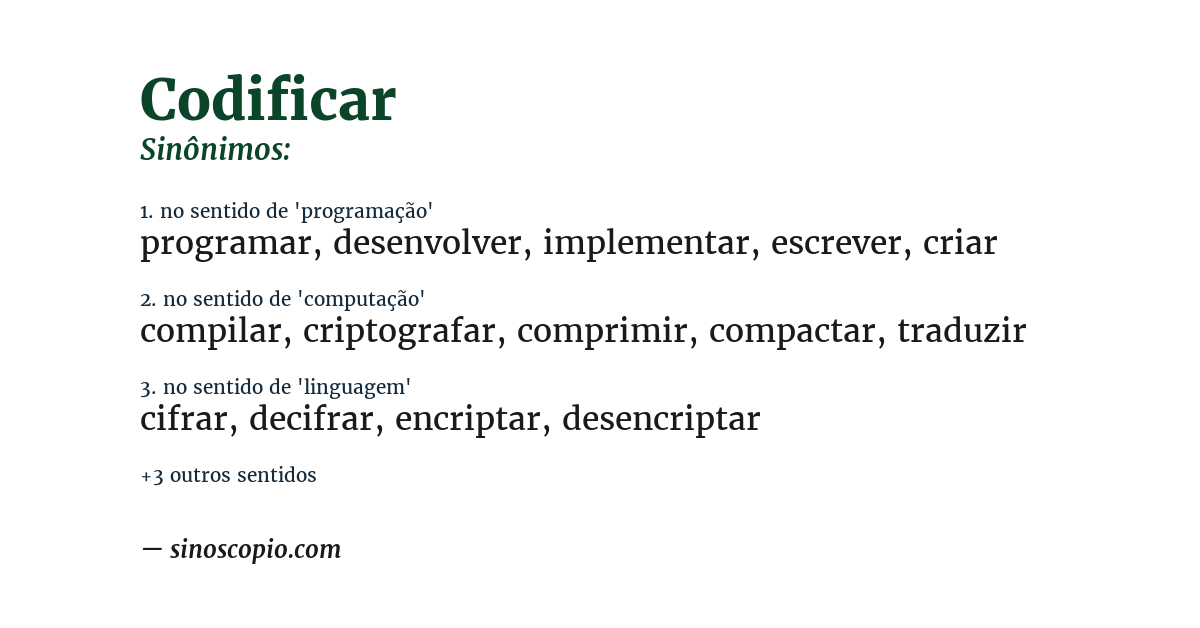 Sinônimo de codificar
