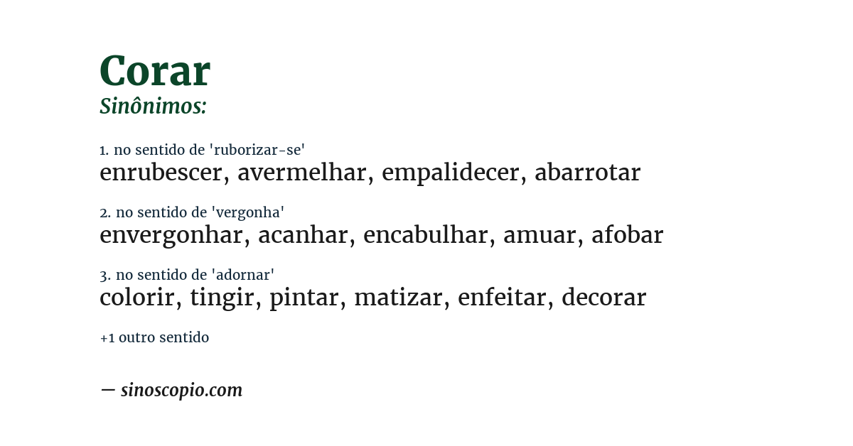 Sinônimo de corar