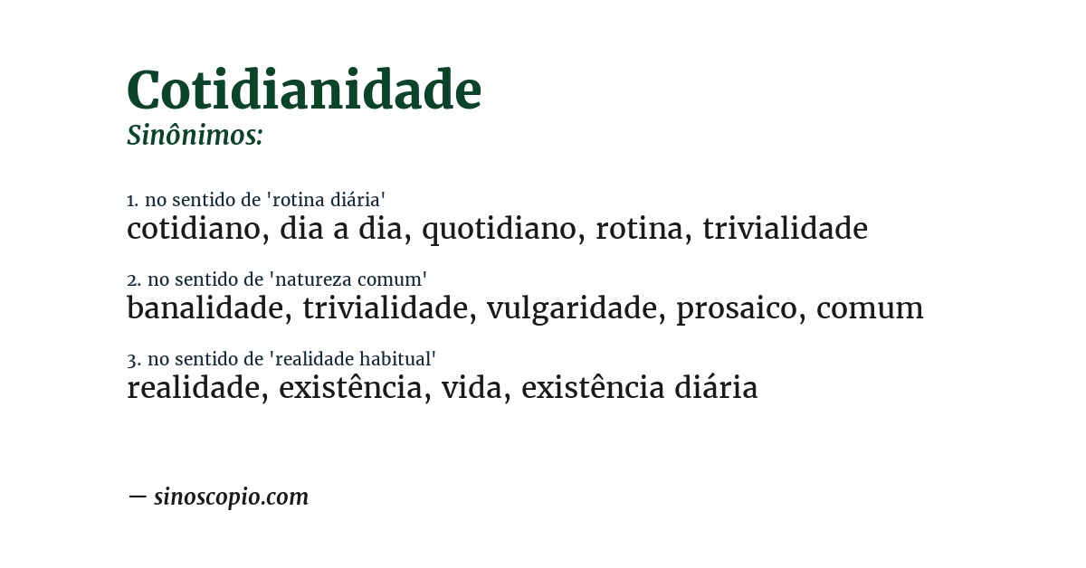 Sinônimo de cotidianidade