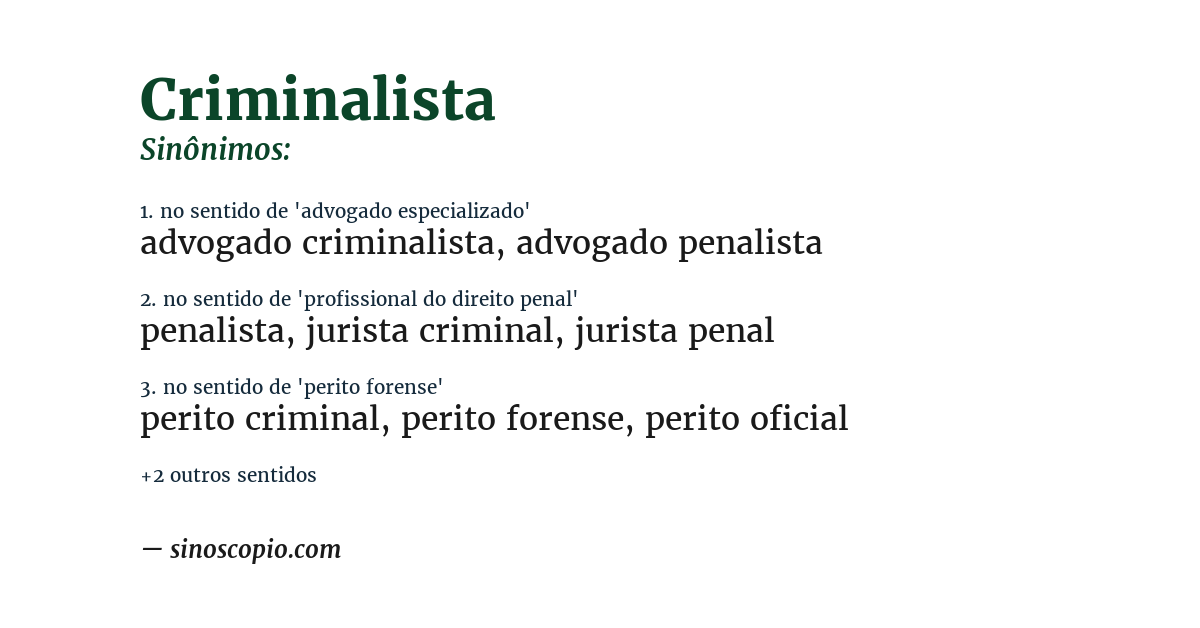 Sinônimo de criminalista