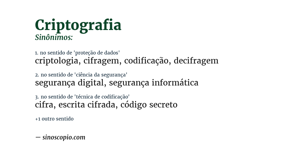 Sinônimo de criptografia