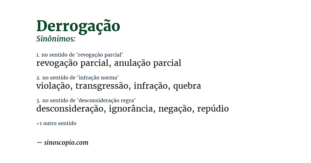 Sinônimo de derrogação