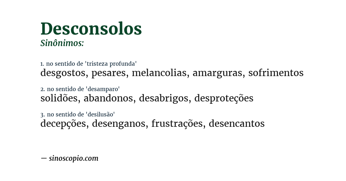 Sinônimo de desconsolos