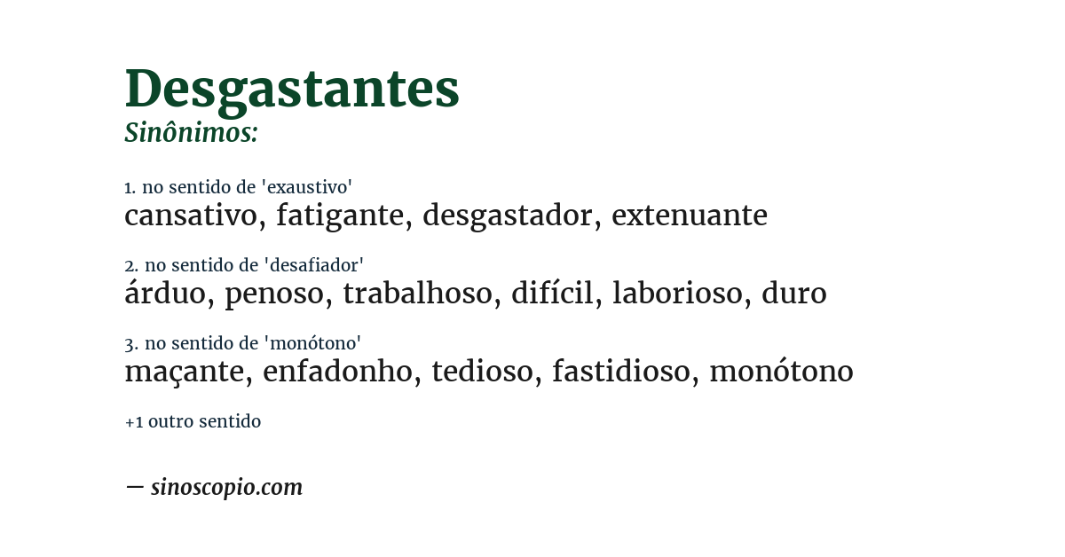 Sinônimo de desgastantes