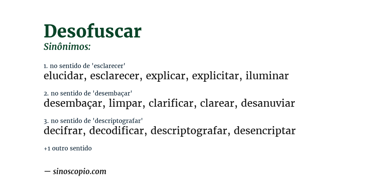 Sinônimo de desofuscar