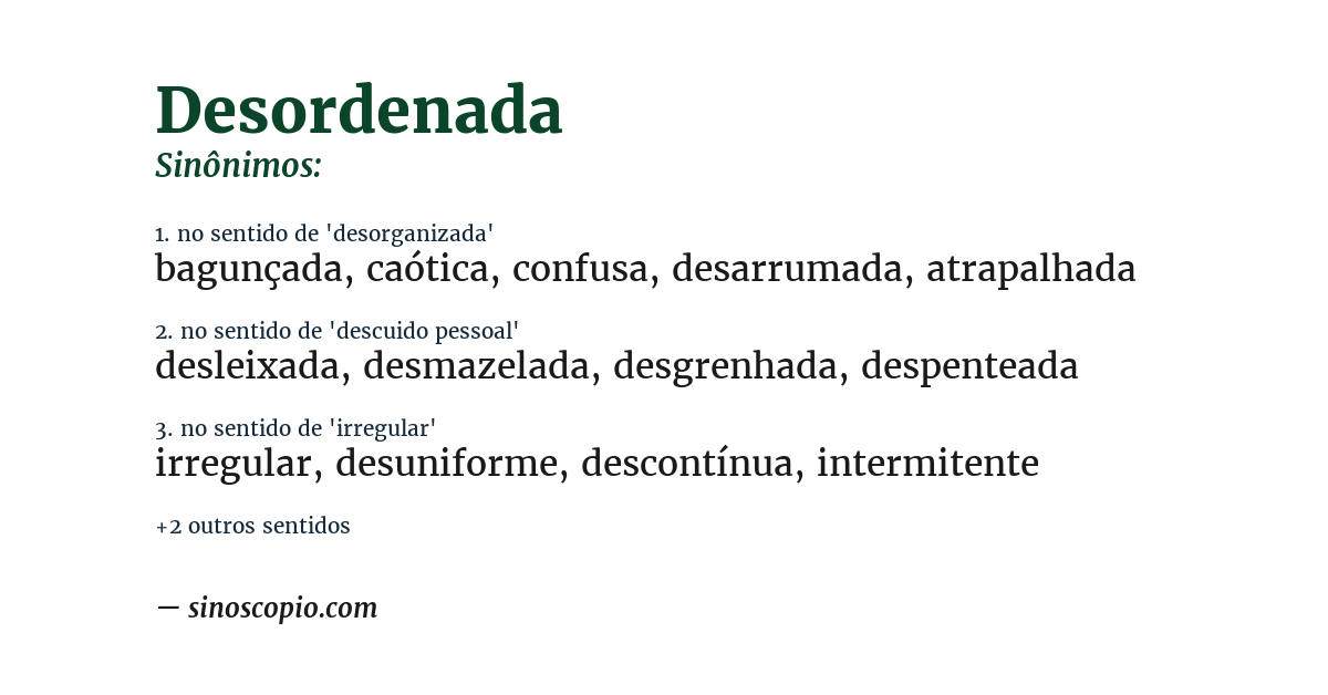 Sinônimo de desordenada