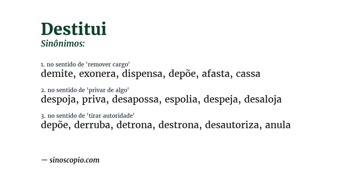 Sinônimo de destitui