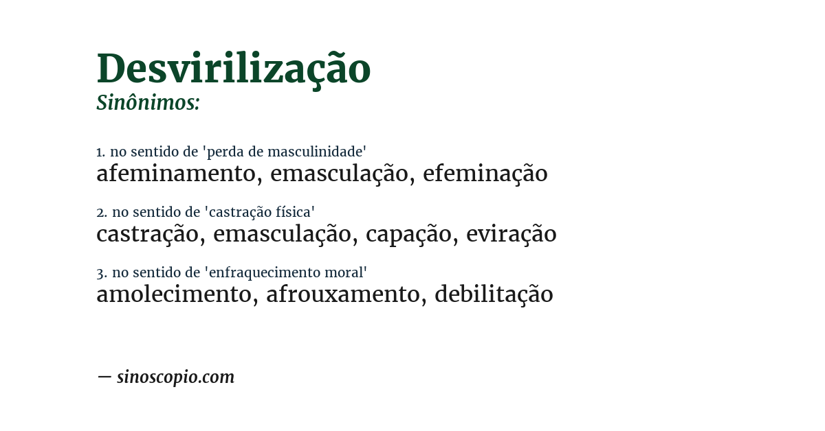 Sinônimo de desvirilização