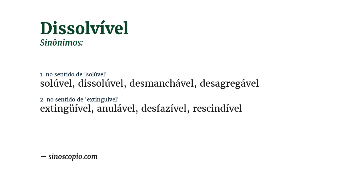 Sinônimo de dissolvível