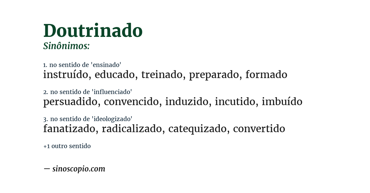 Sinônimo de doutrinado