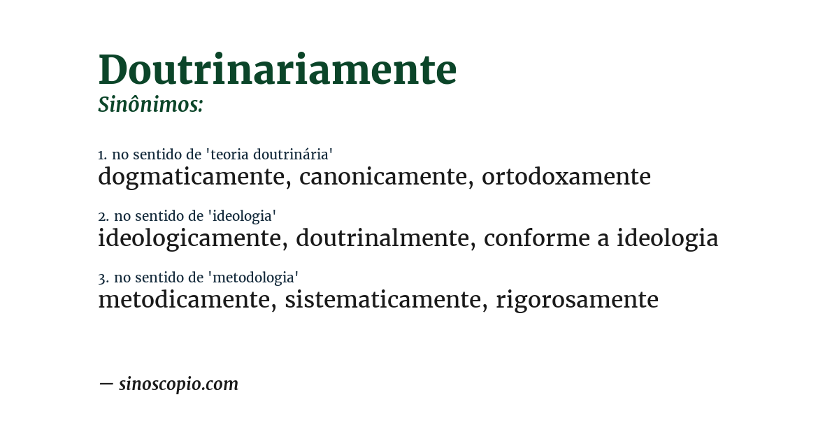 Sinônimo de doutrinariamente
