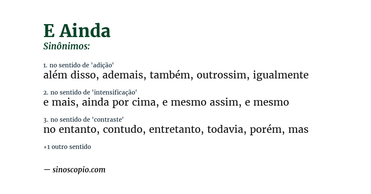 Sinônimo de e ainda