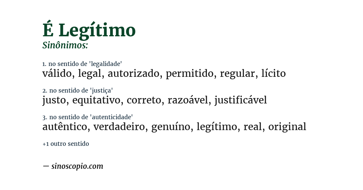 Sinônimo de é legítimo