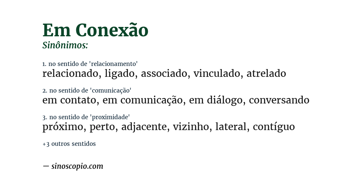 Sinônimo de em conexão