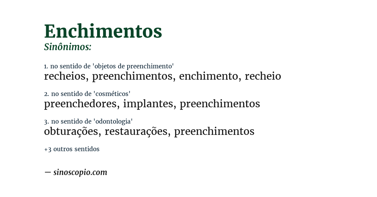 Sinônimo de enchimentos