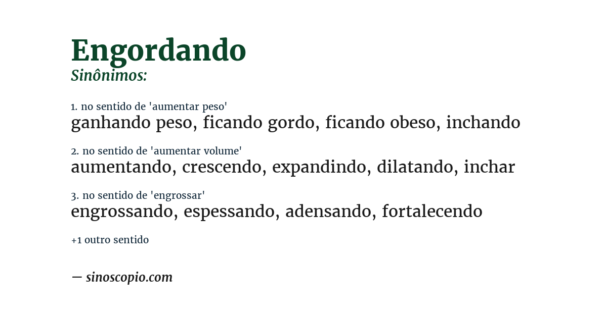 Sinônimo de engordando