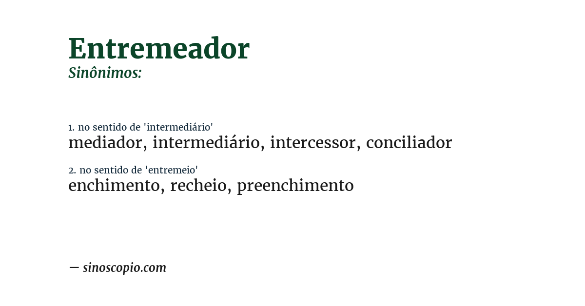 Sinônimo de entremeador
