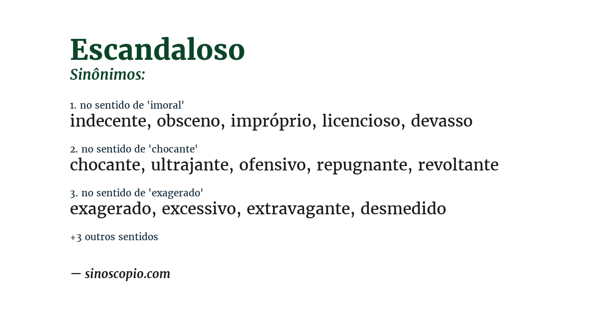 Sinônimo de escandaloso