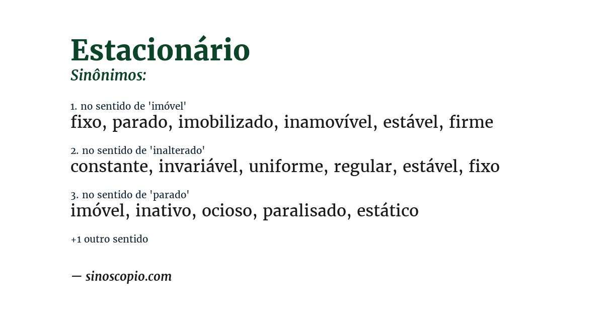 Sinônimo de estacionário