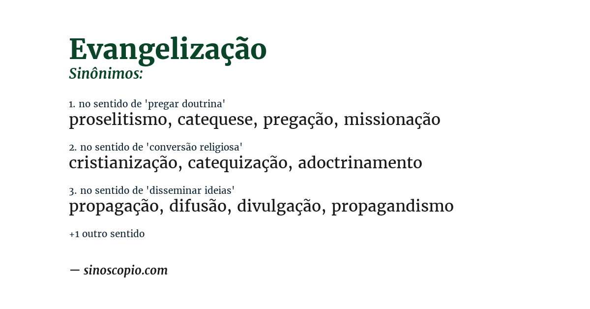 Sinônimo de evangelização