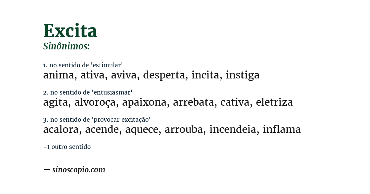 Sinônimo de excita
