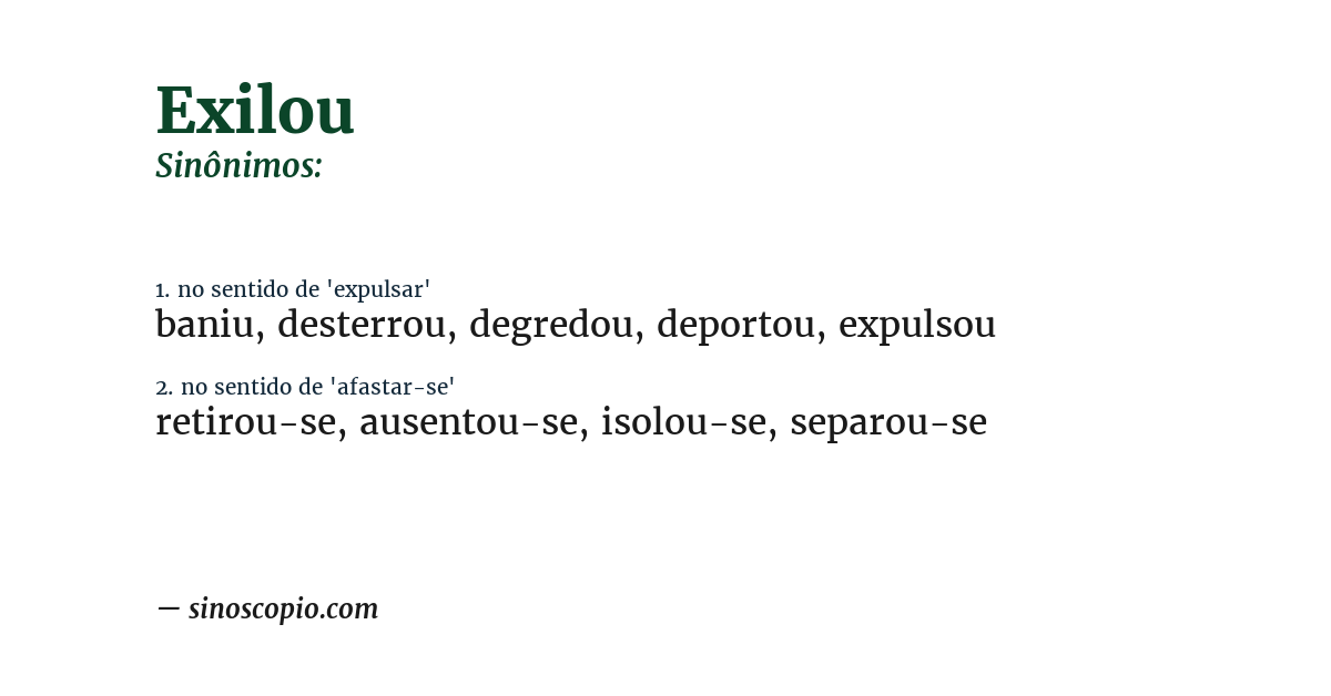 Sinônimo de exilou