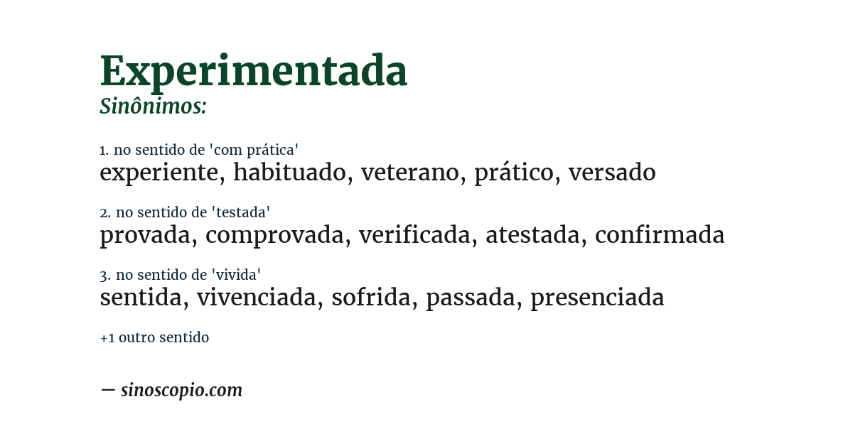 Sinônimo de experimentada