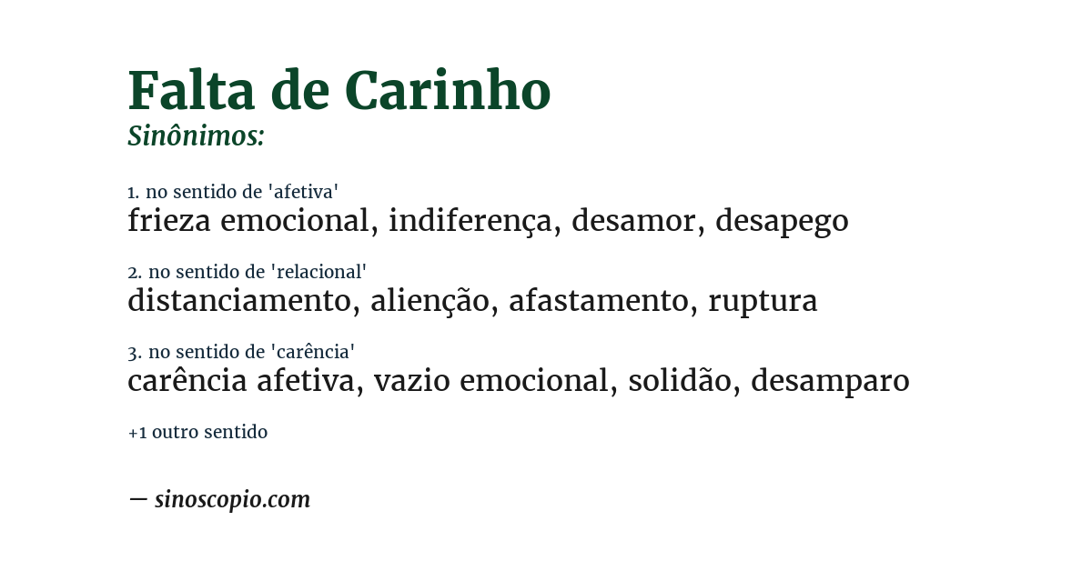 Sinônimo de falta de carinho