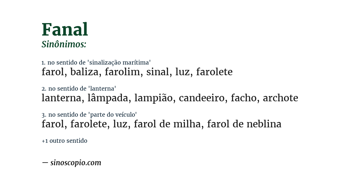 Sinônimo de fanal