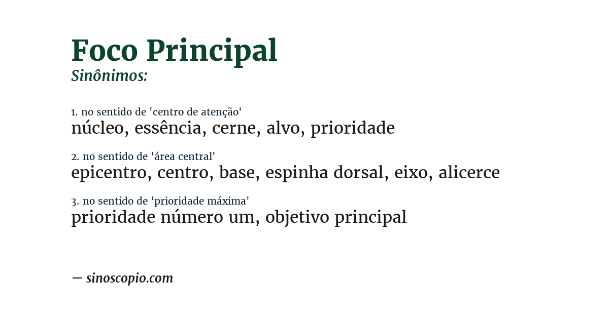 Sinônimo de foco principal