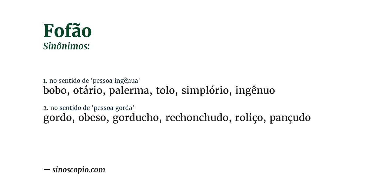 Sinônimo de fofão