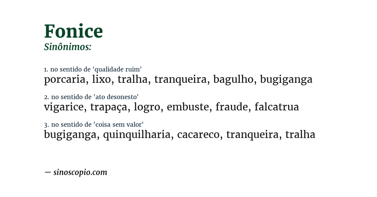 Sinônimo de fonice