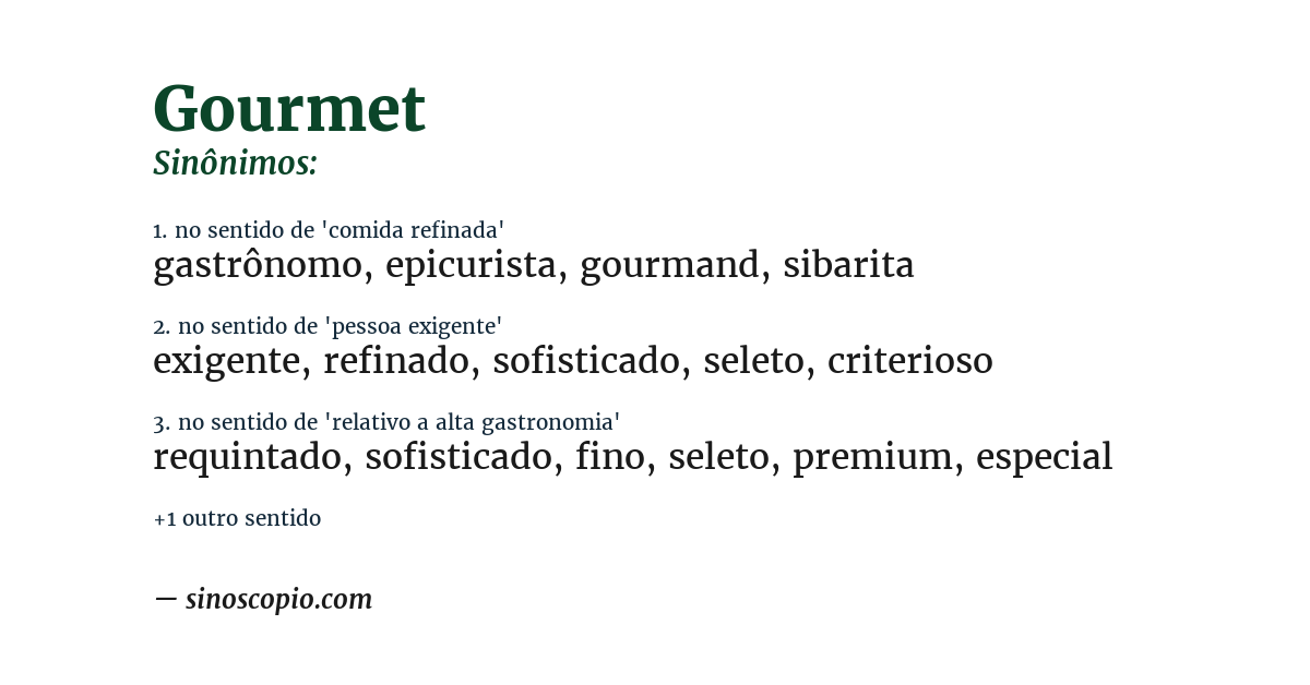 Sinônimo de gourmet