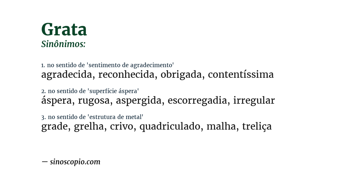 Sinônimo de grata