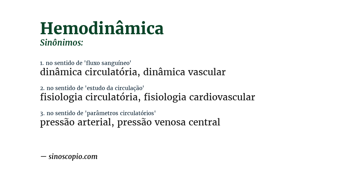 Sinônimo de hemodinâmica