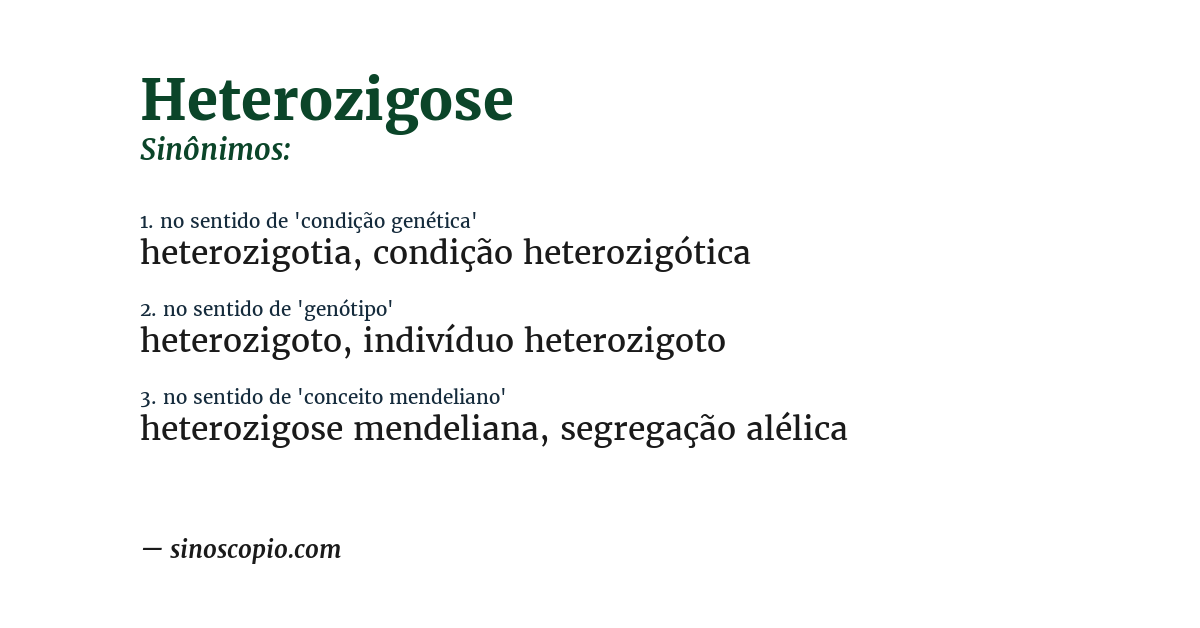 Sinônimo de heterozigose